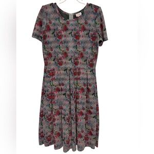 Gray Floral Amelia Dress